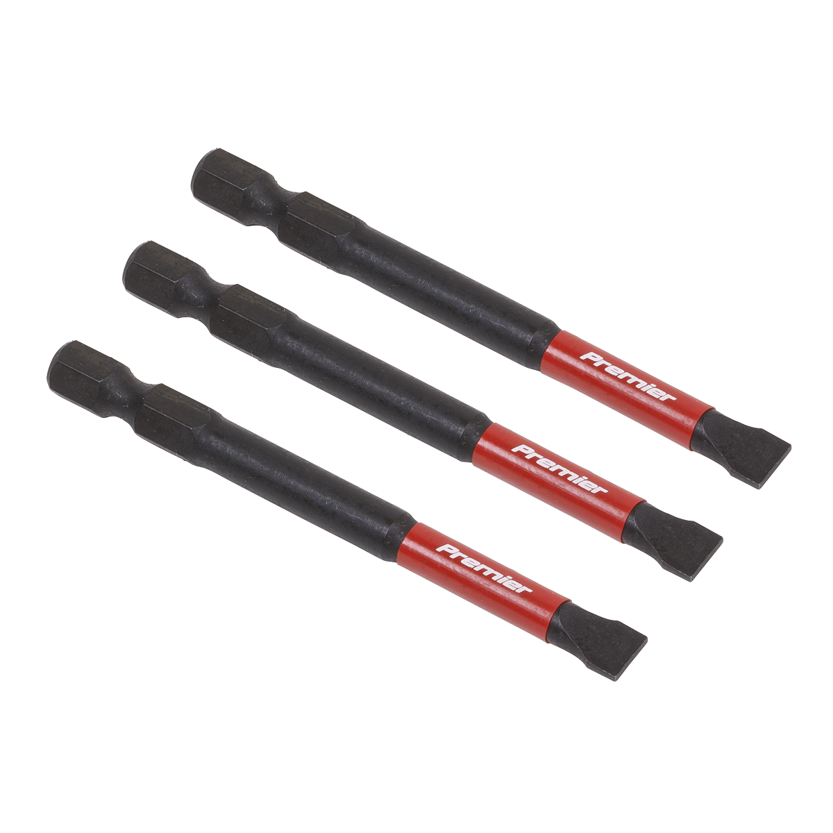 Sealey AK8253 Premier Slotted Impact Power Tool Bits 6.5 x 75mm 3pc