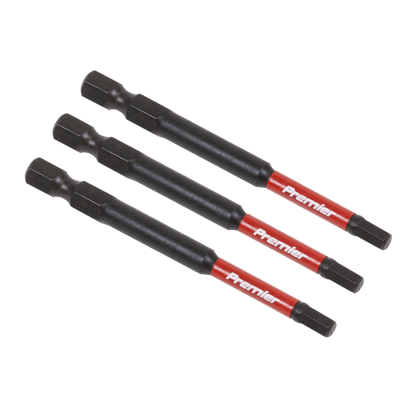 Sealey AK8262 Premier Hex Impact Power Tool Bits 4 x 75mm 3pc