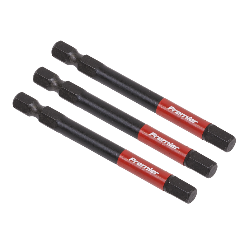 Sealey AK8264 Premier Hex Impact Power Tool Bits 6 x 75mm 3pc