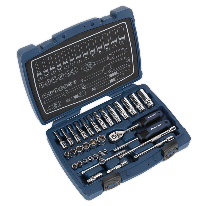 Sealey AK8990 Premier Socket Set 1/4"Sq Drive 33pc