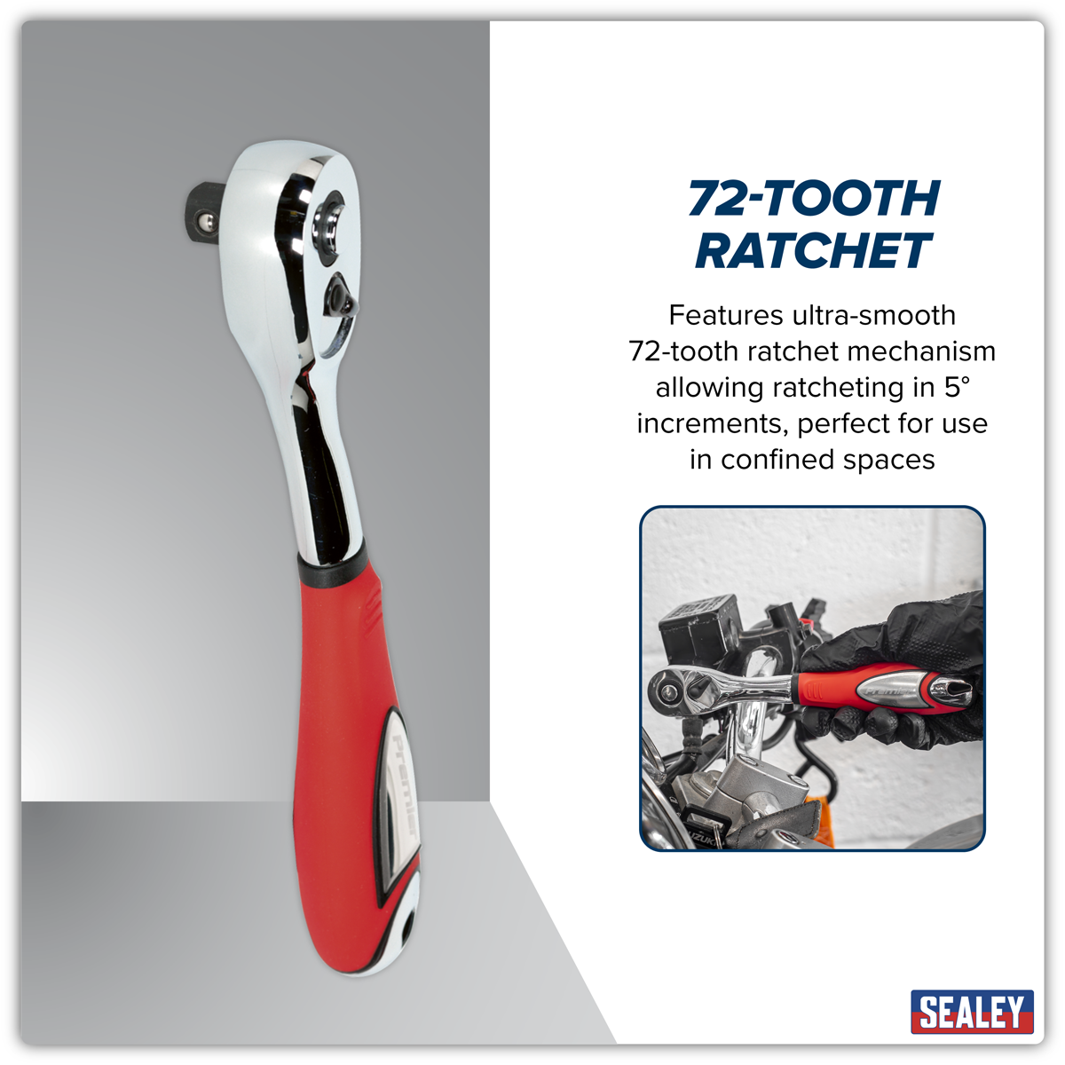 Sealey AK967 Premier Offset Ratchet Wrench 3/8"Sq Drive - additional view 10
