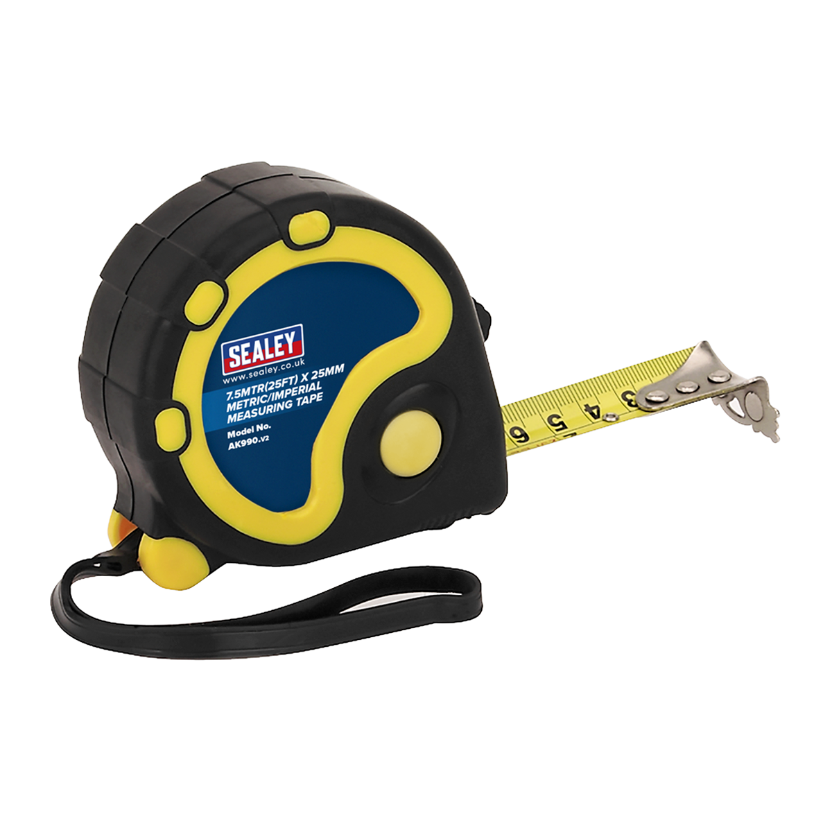 Sealey AK990 Metric/Imperial Rubber Tape Measure 7.5m(25ft) x 25mm