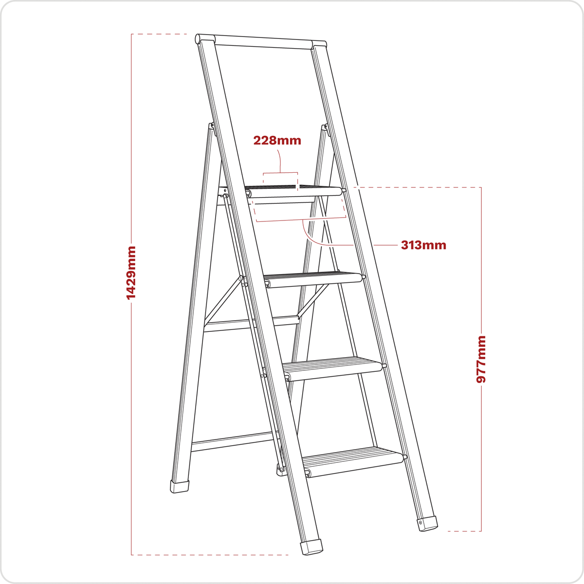 Sealey APSL4 Aluminium Professional Folding Step Ladder 4-Step 150kg Capacity - EN 1483 - additional view 3