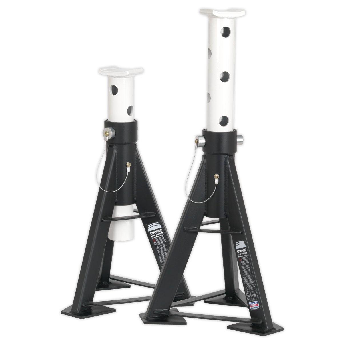 Sealey AS12 Premier Axle Stands (Pair) 12 Tonne Capacity per Stand High Level