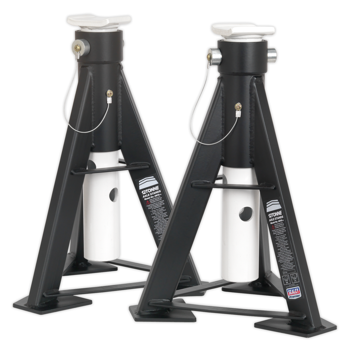 Sealey AS12 Premier Axle Stands (Pair) 12 Tonne Capacity per Stand High Level - additional view 3