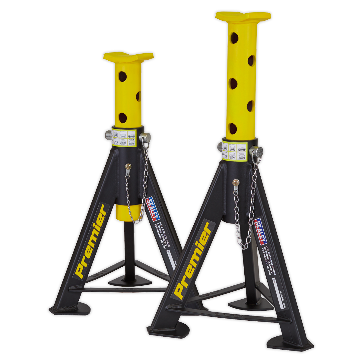 Sealey AS6Y Premier Axle Stands (Pair) 6 Tonne Capacity per Stand - Yellow