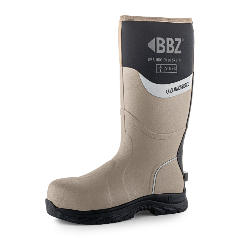 Buckbootz BBZ7000 Yulex S5S Safety Wellington Boots – Stone/Black