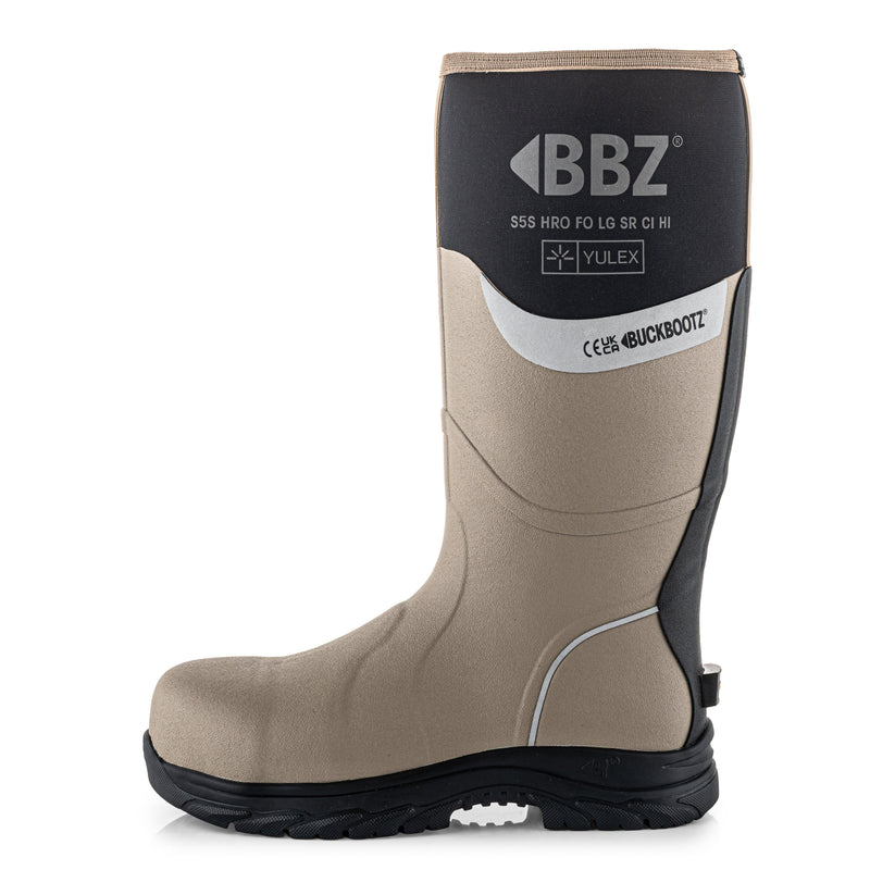 Buckbootz BBZ7000 Yulex S5S Safety Wellington Boots – Stone/Black