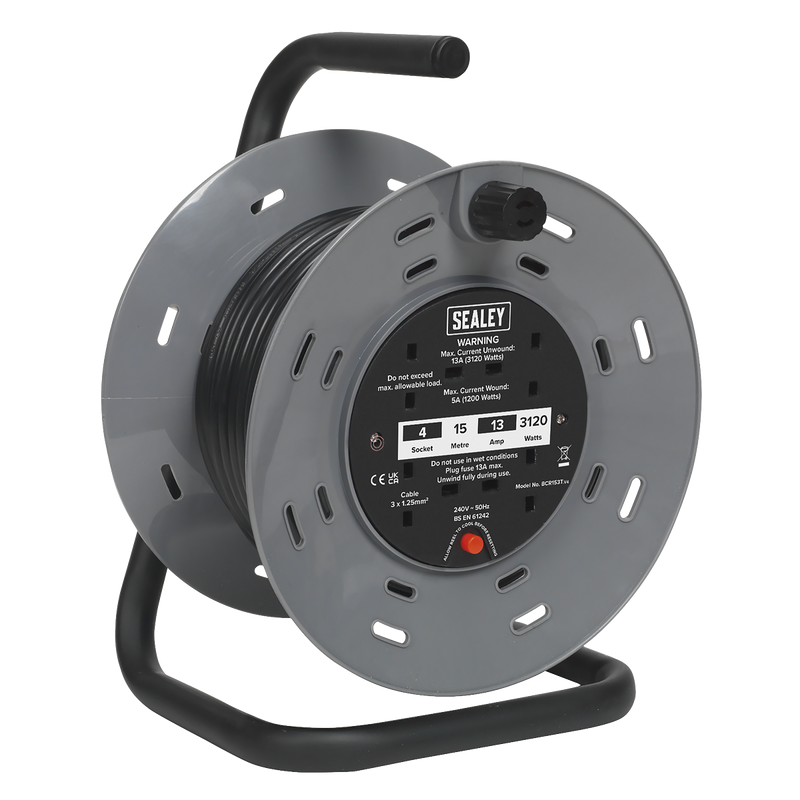 Sealey BCR153T 15m Cable Reel with Thermal Trip 4 x 230V - additional view 2
