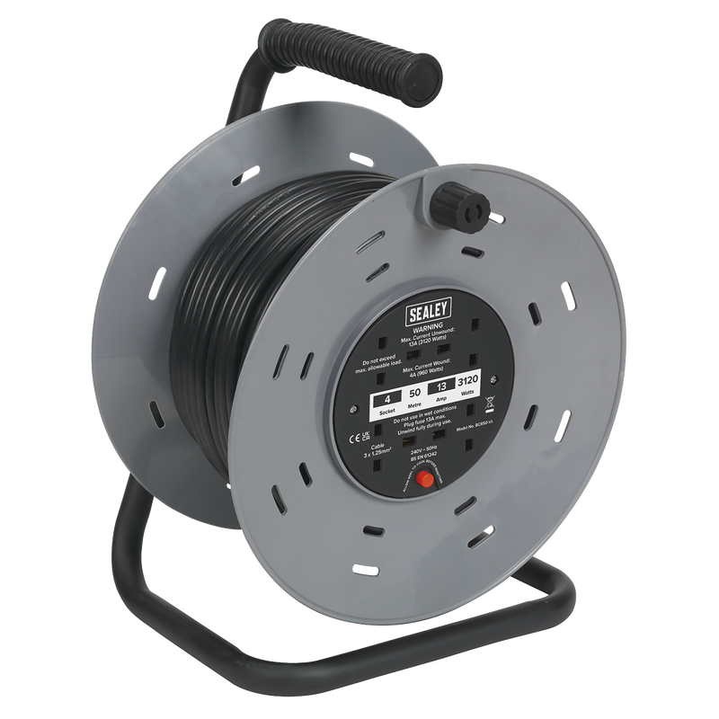 Sealey BCR50 50m Cable Reel with Thermal Trip 4 x 230V - additional view 3
