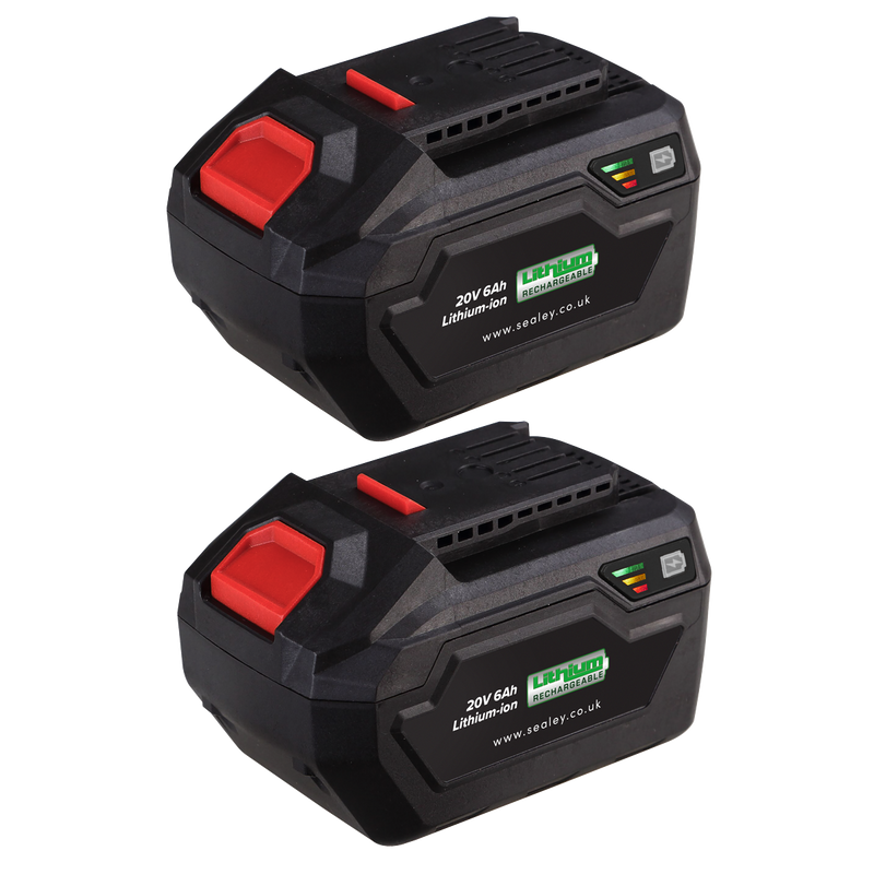 Sealey BK06 SV20 Series Power Tool Battery 20V 6Ah - Pack of 2
