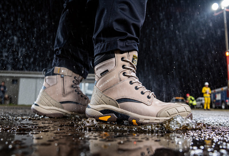 Buckbootz Blastz Tradez Waterproof High-Leg Lace/Zip Safety Boots