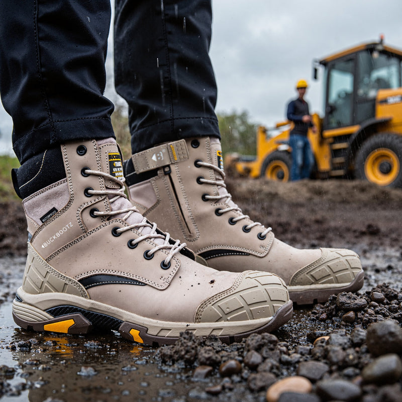 Buckbootz Blastz Tradez Waterproof High-Leg Lace/Zip Safety Boots