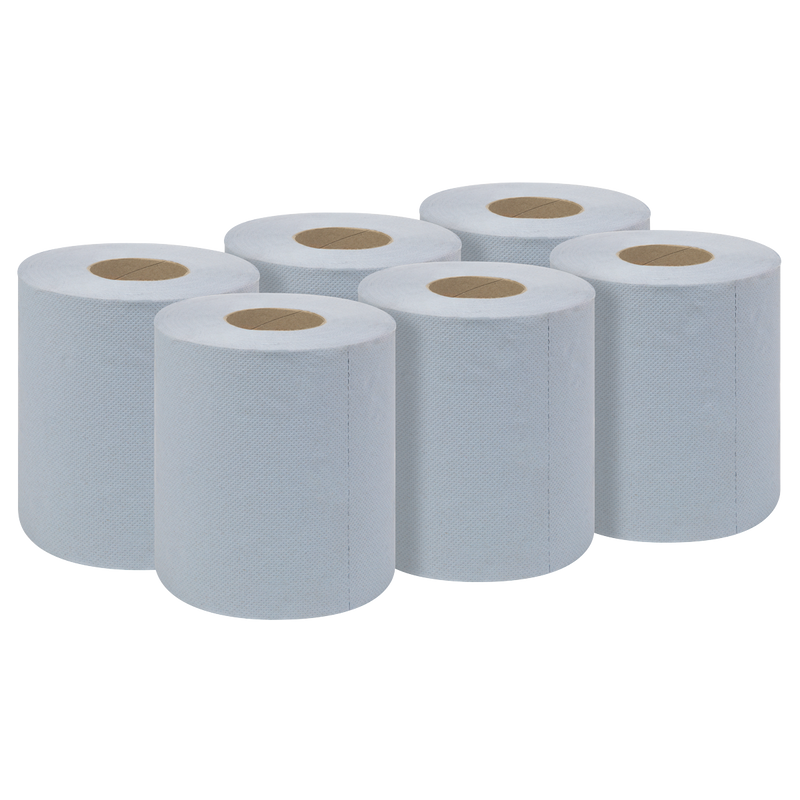 Sealey BLU60 2-Ply Embossed Blue Paper Roll 60m - Pack of 6