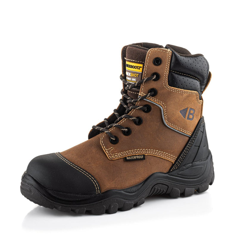 Buckbootz BSH008 Buckshot Waterproof High-Leg Lace/Zip Safety Boots