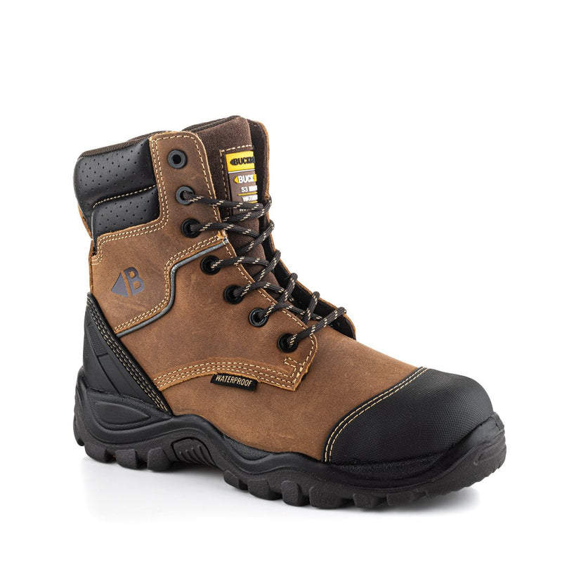 Buckbootz BSH008 Buckshot Waterproof High-Leg Lace/Zip Safety Boots