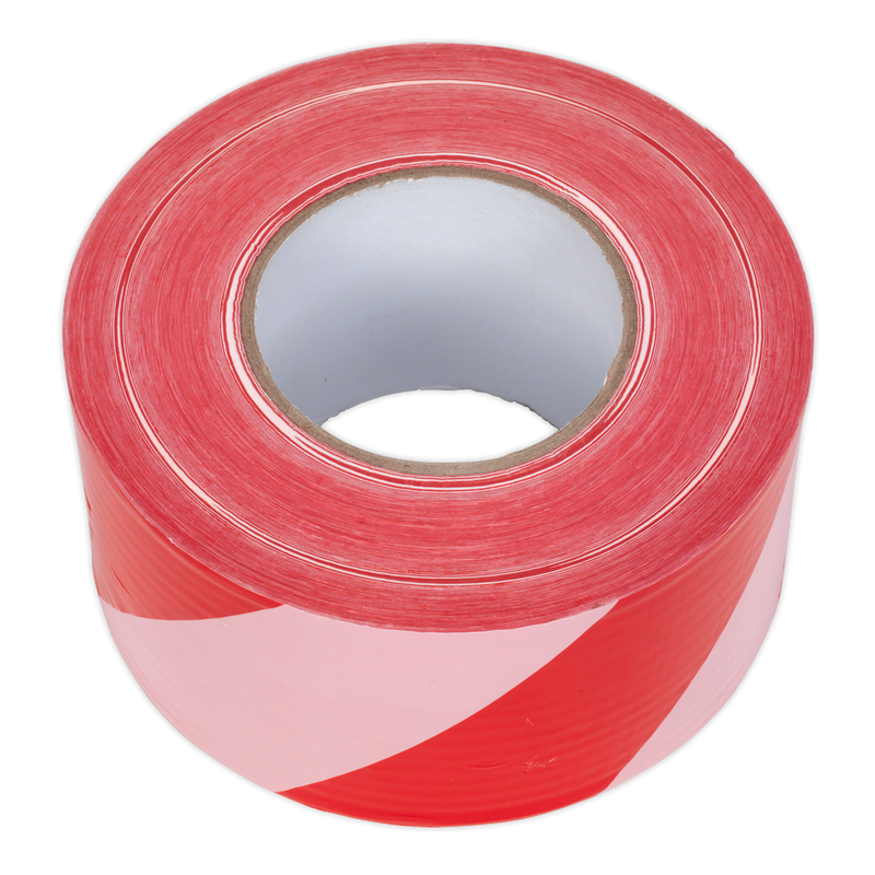 Sealey BTRW Non-Adhesive Hazard Warning Barrier Tape 80mm x 100m - Red/White - additional view 7