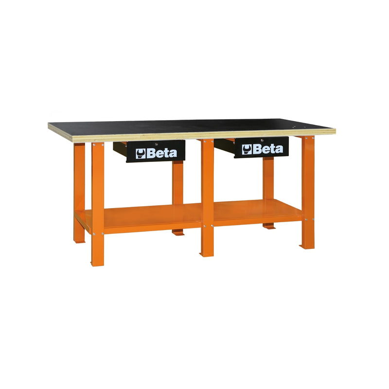 Beta Workbench With Wood Top And 2 Lockable Drawers - C56W - C56W-O