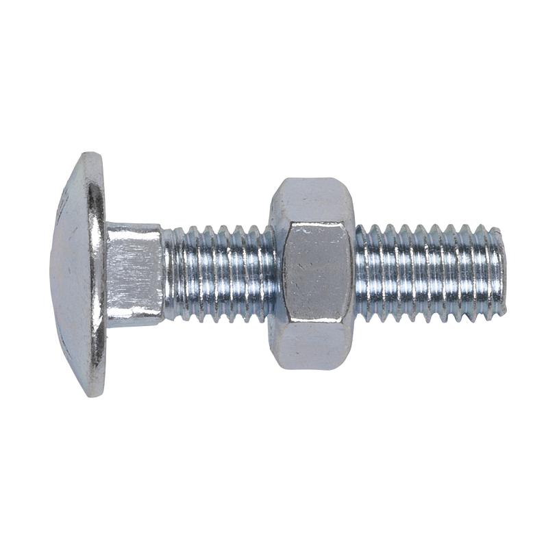 Sealey CBN1040 Zinc Plated Coach Bolt & Nut M10 x 40mm, DIN 603 - Pack of 50