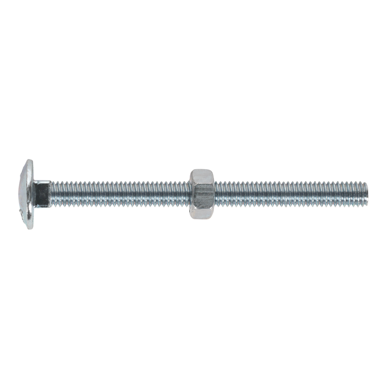 Sealey CBN675 Zinc Plated Coach Bolt & Nut M6 x 75mm, DIN 603 - Pack of 100
