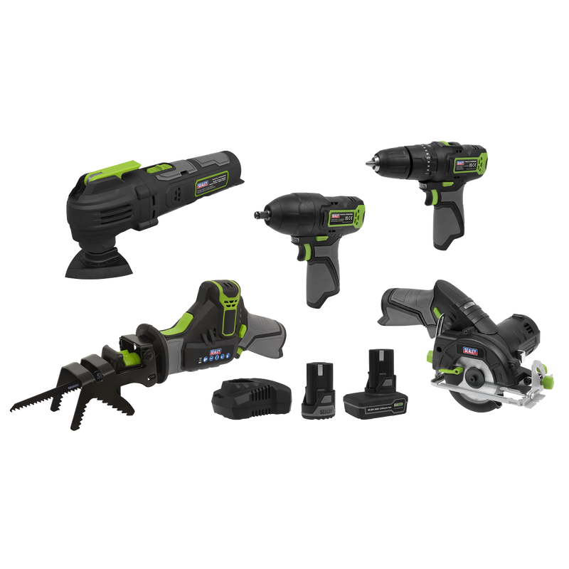 Sealey CP108VCOMBO8EU 5 x SV10.8 Series Cordless Power Tool Kit 10.8V - 2 Batteries & Euro Plug - additional view 12