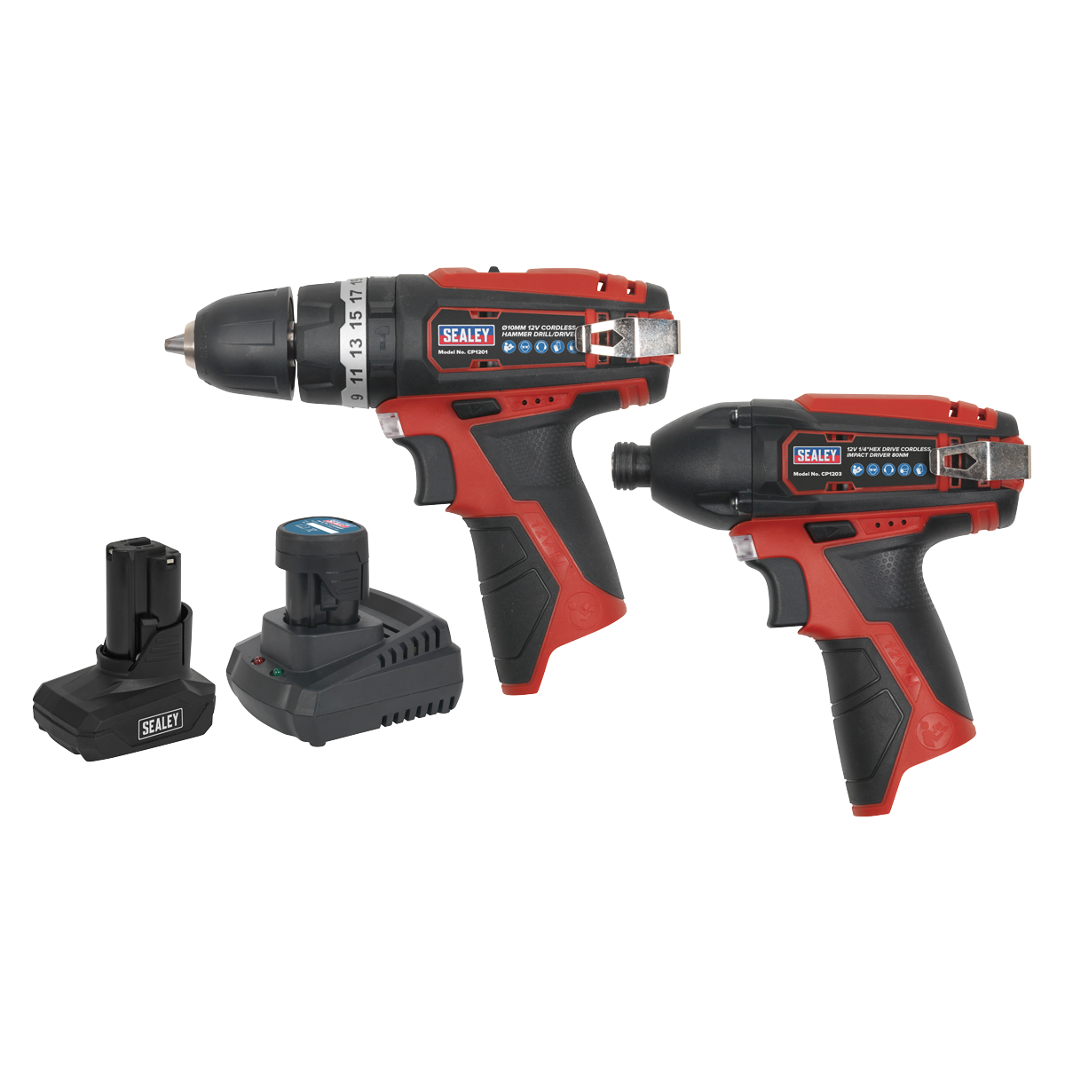 Sealey CP1200COMBO6 2 x SV12 Series Cordless Power Tool Kit 12V - 2 Batteries - additional view 2