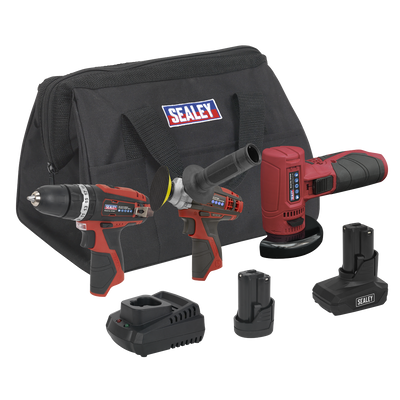 Sealey CP1200COMBO7 3 x SV12 Series Cordless Power Tool Kit 12V - 2 Batteries