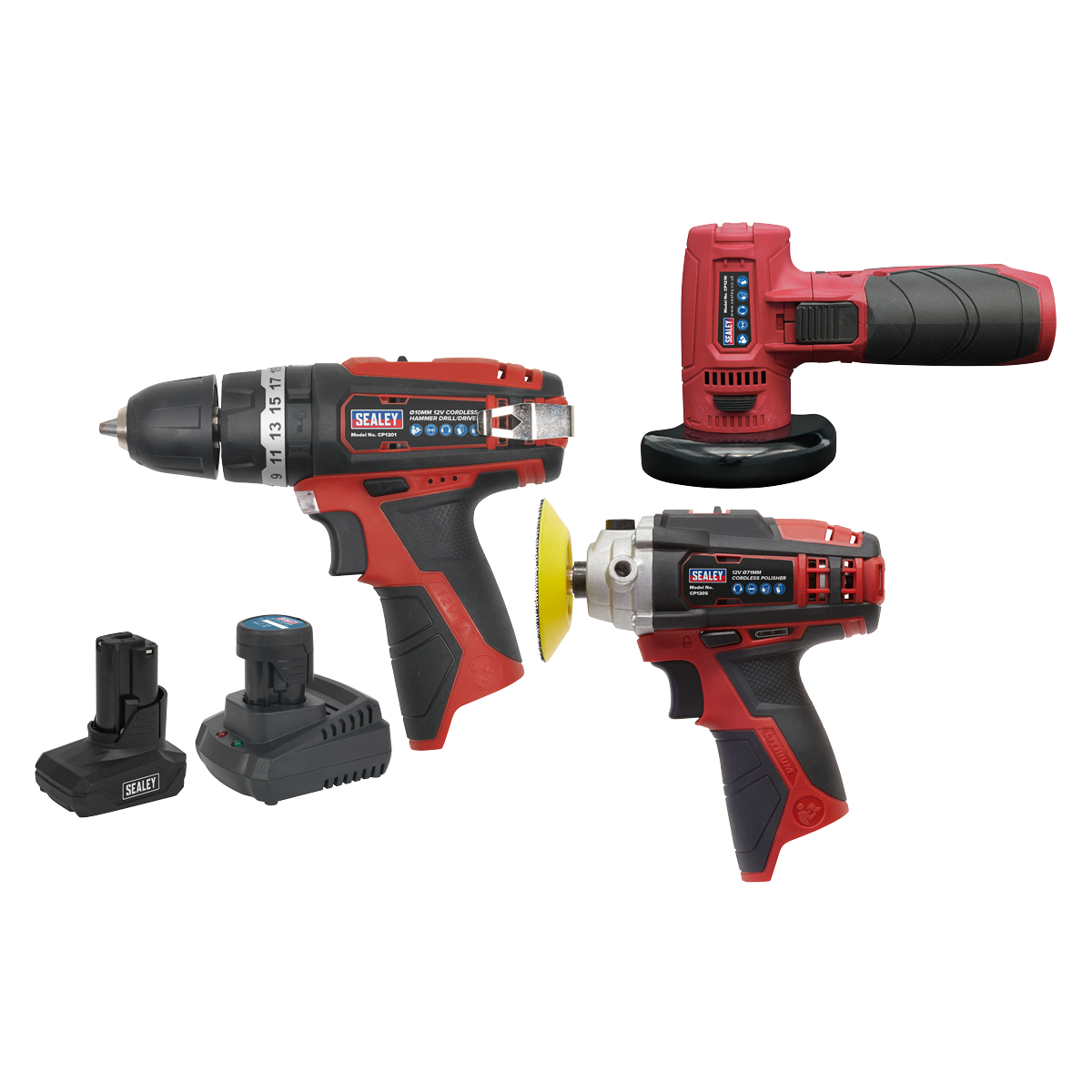 Sealey CP1200COMBO7 3 x SV12 Series Cordless Power Tool Kit 12V - 2 Batteries - additional view 9