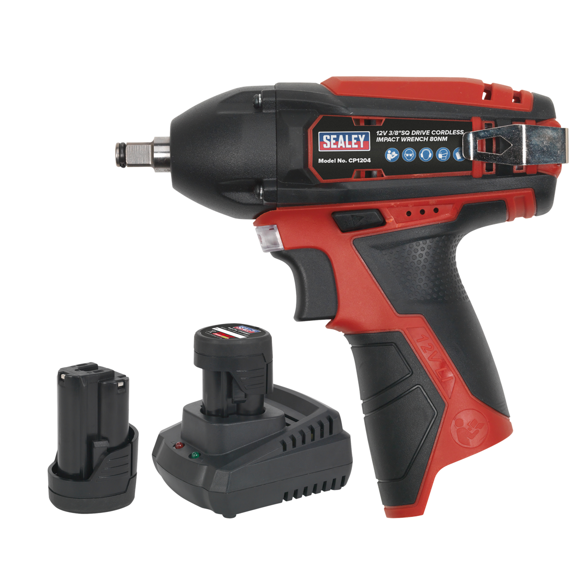 Sealey CP1204KIT SV12 Series 3/8"Sq Drive Cordless Impact Wrench Kit 12V 2Ah - 2 Batteries - additional view 2