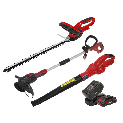 Sealey CP20VCOMBO6 3 x SV20 Series Cordless Garden Power Tool Kit 20V - 2 Batteries