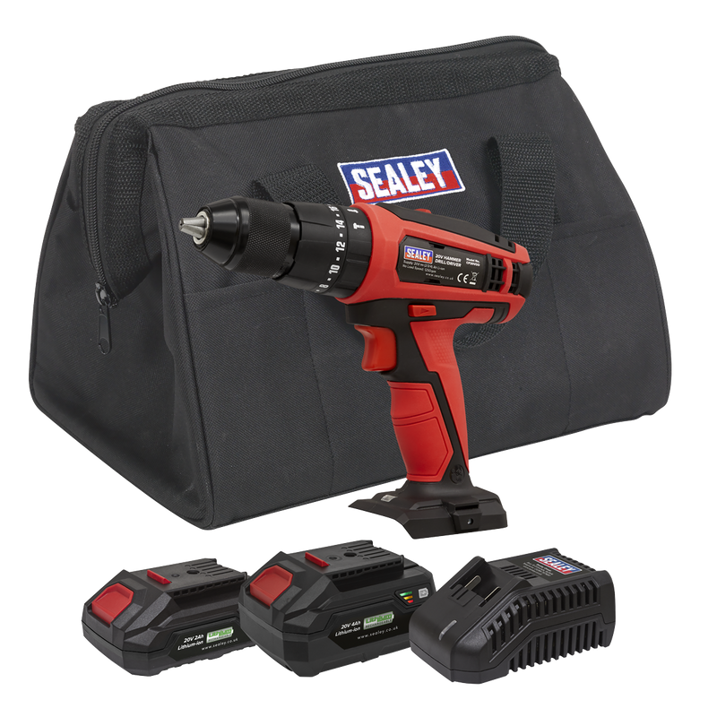 Sealey CP20VDDKIT SV20 Series 13mm Cordless Combi Drill Kit 20V - 2 Batteries