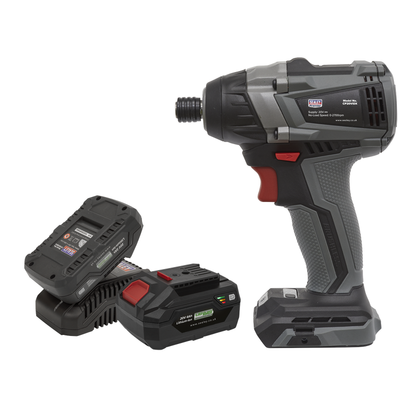 Sealey CP20VIDXKIT Premier SV20 Series 1/4"Hex Brushless Cordless Impact Driver Kit 20V - 2 Batteries - additional view 2