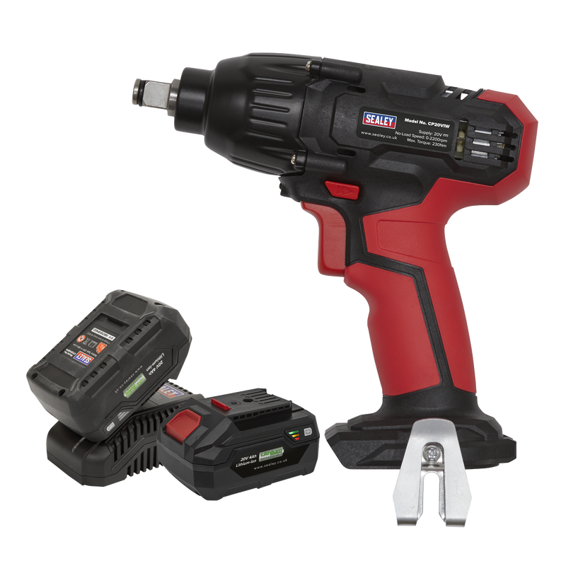 Sealey CP20VIWKIT SV20 Series 1/2"Sq Drive Cordless Impact Wrench Kit 20V 4Ah - 2 Batteries - additional view 3