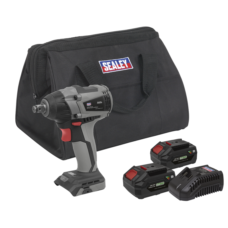Sealey CP20VIWXKIT Premier SV20 Series 1/2"Sq Drive Brushless Cordless Impact Wrench Kit 20V 4Ah - 2 Batteries
