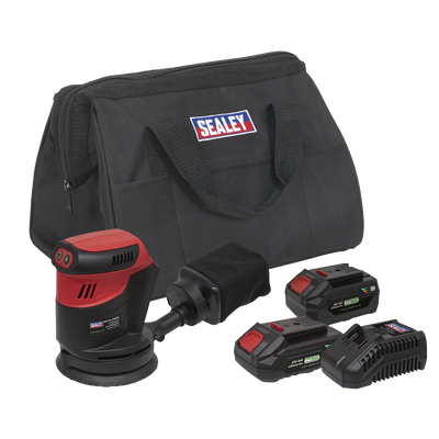 Sealey CP20VOSKIT SV20 Series 125mm Cordless Orbital Palm Sander Kit 20V - 2 Batteries