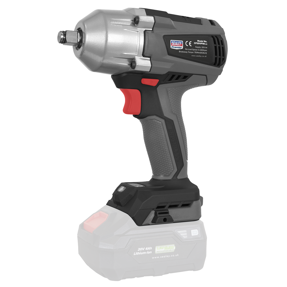 Sealey CP20VPIW Premier SV20 Series 1/2"Sq Drive Brushless Cordless Impact Wrench 20V - Body Only