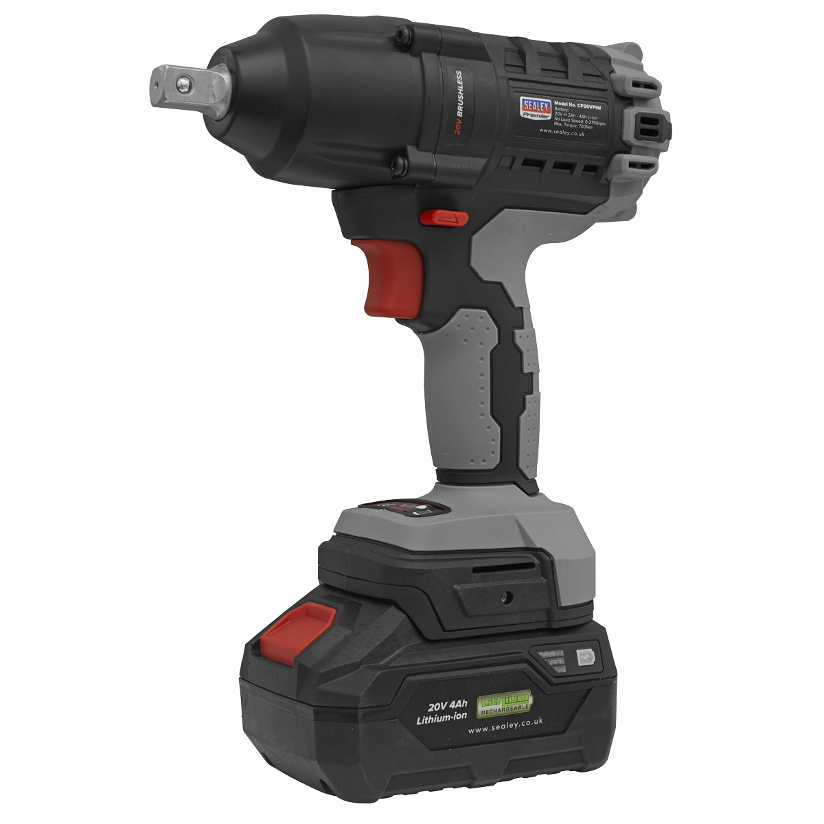 Sealey CP20VPIWKIT1 Premier SV20 Series 1/2"Sq Drive Brushless Cordless Impact Wrench Kit 20V 4Ah - additional view 7