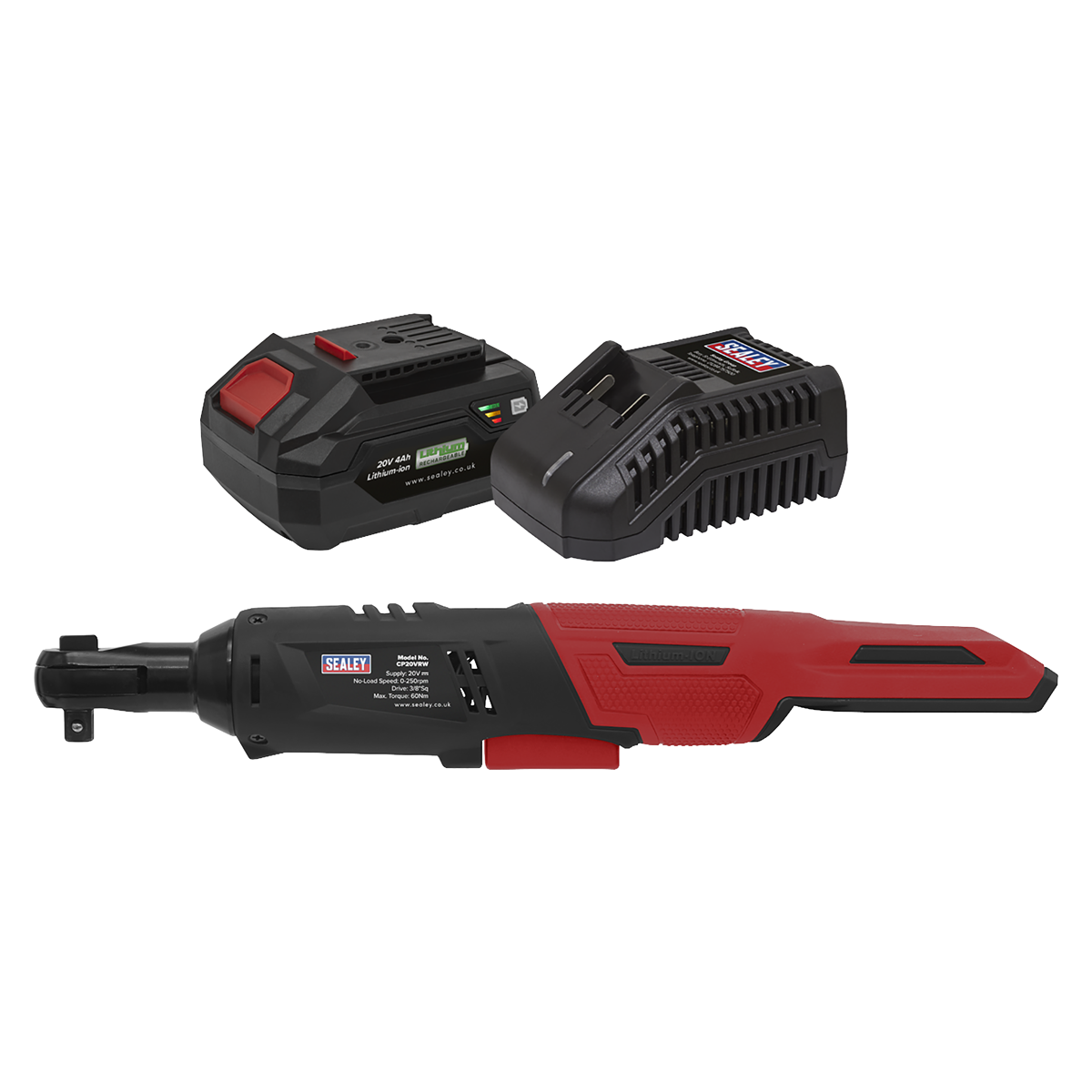 Sealey CP20VRWKIT1 SV20 Series 3/8"Sq Drive Cordless Ratchet Wrench Kit 60Nm 20V 4Ah - additional view 3