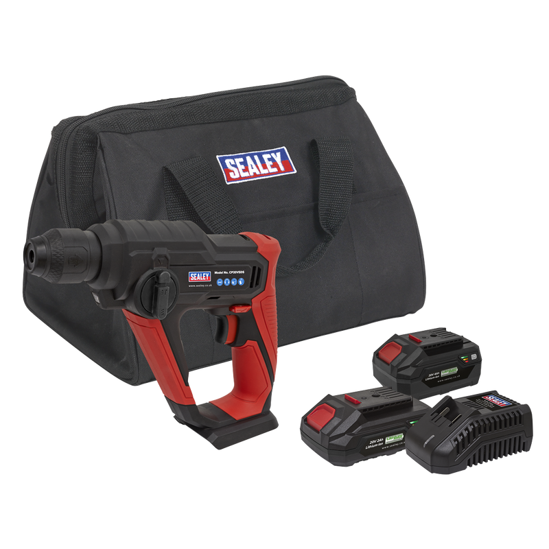 Sealey CP20VSDSKIT SV20 Series SDS Plus Cordless Rotary Hammer Drill Kit 20V - 2 Batteries