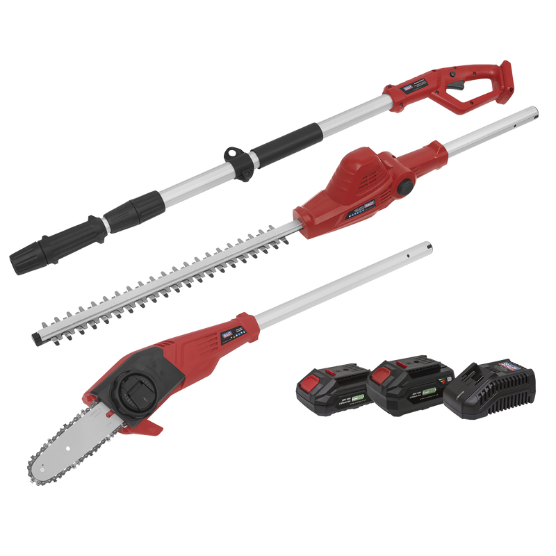 Sealey CP20VTPCOMBO SV20 Series Cordless Telescopic Hedge Trimmer & Chainsaw Kit 20V - 2 Batteries