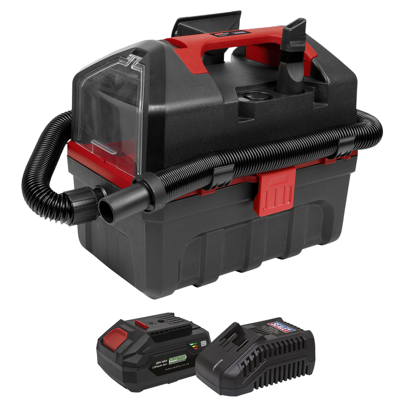 Sealey CP20VWDVKIT1 SV20 Series 10L Cordless Wet & Dry Vacuum Kit 20V 4Ah