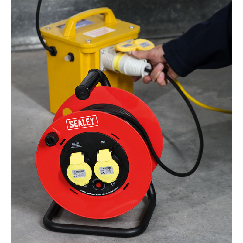 Sealey CR12515 25m Heavy-Duty Cable Reel with Thermal Trip 2 x 110V - additional view 2