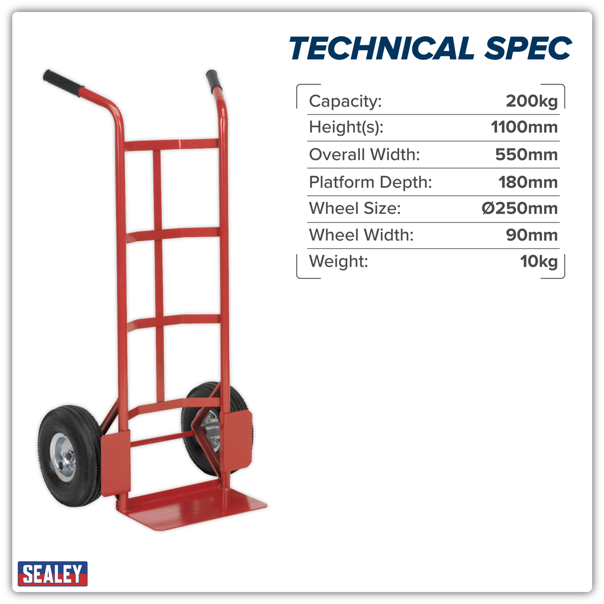 Sealey CST986 Sack Truck with Pneumatic Tyres 200kg Capacity - additional view 9