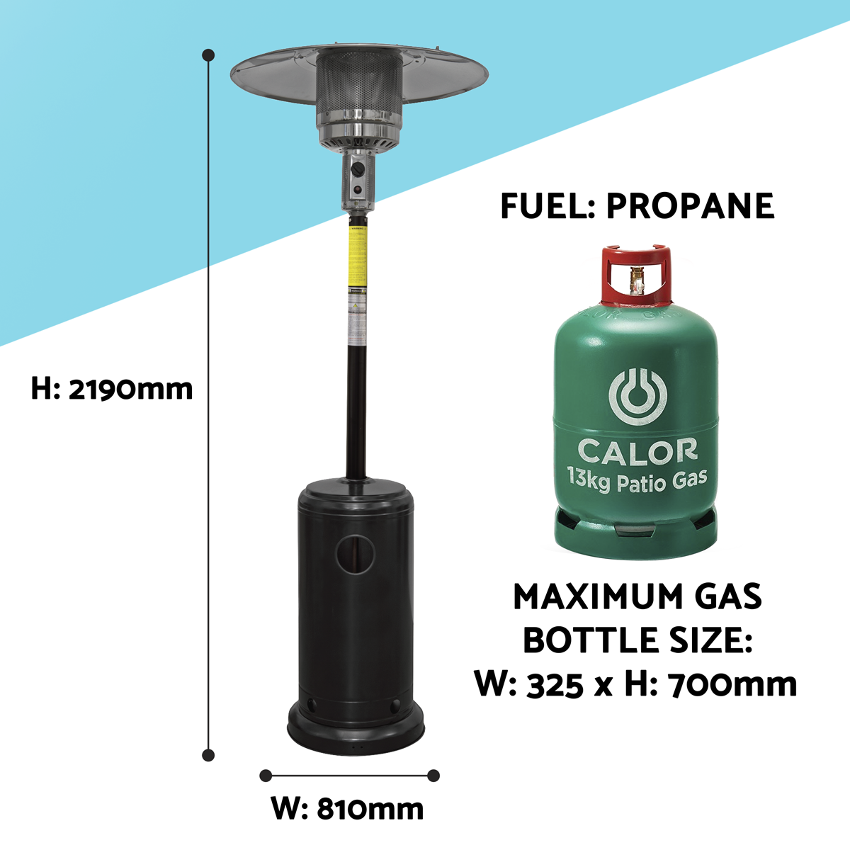 Dellonda DG1 Outdoor Garden Gas Patio Heater 13kW Commercial & Domestic Use, Black - additional view 12