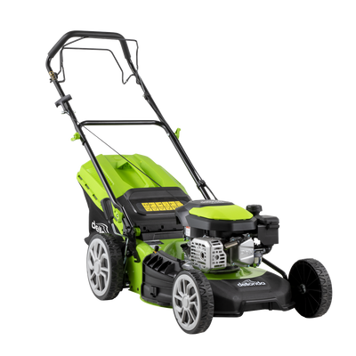 Dellonda DG101 Self-Propelled Petrol Lawnmower Grass Cutter with Height Adjustment & Grass Bag 144cc 18"/46cm 4-Stroke Engine