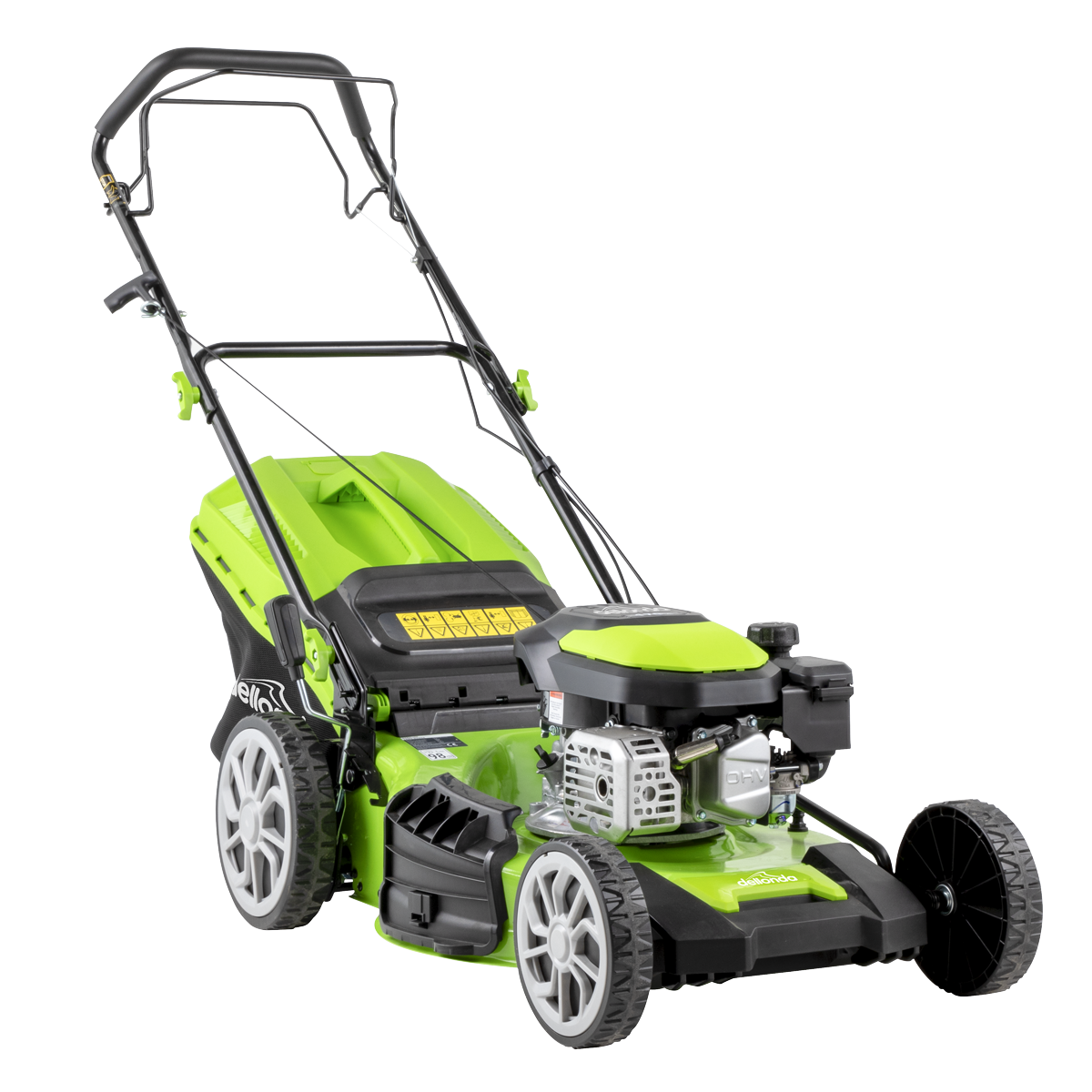 Dellonda DG102 Self-Propelled Petrol Lawnmower Grass Cutter with Height Adjustment & Grass Bag 170cc 20"/51cm 4-Stroke Engine