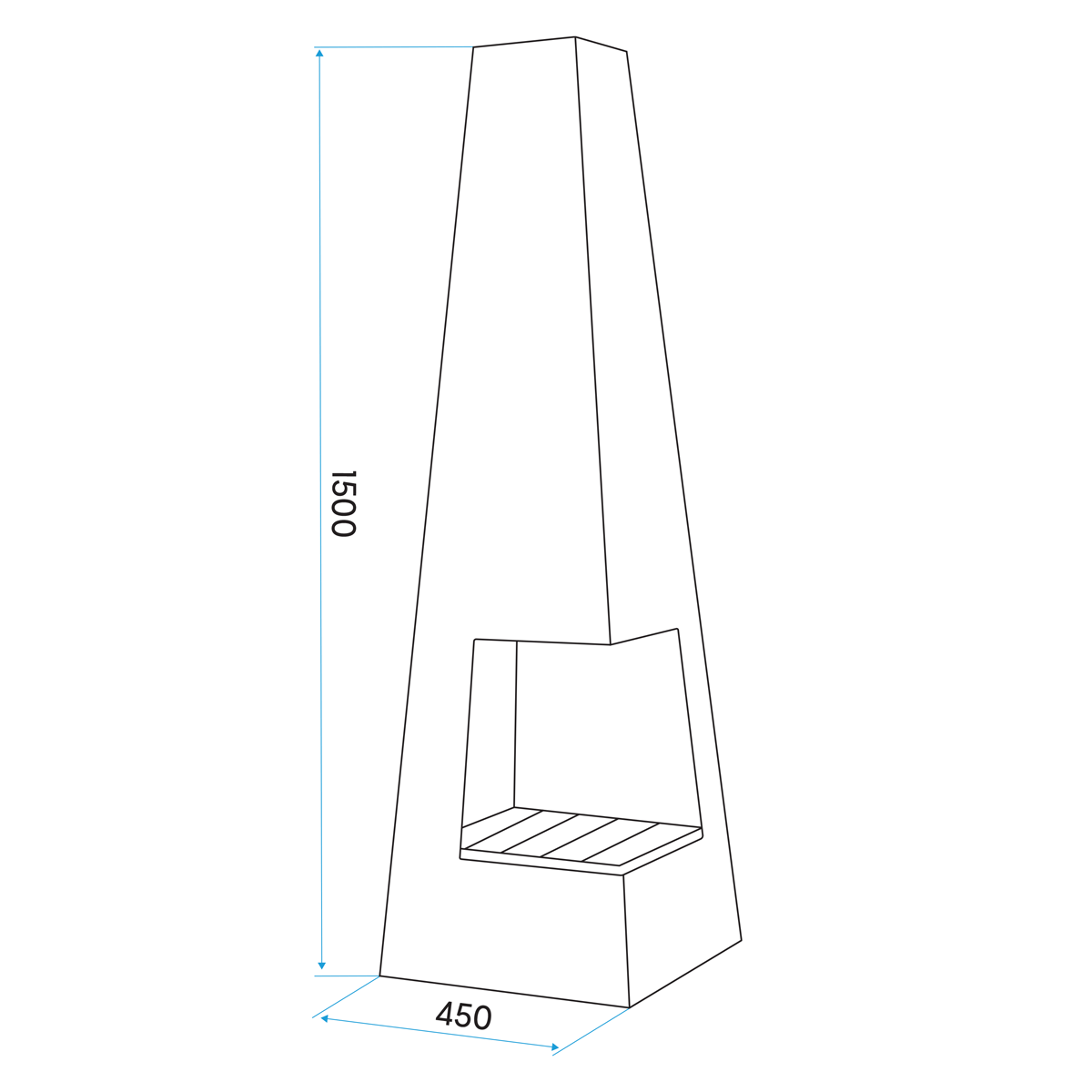 Dellonda DG105 Chiminea, Wood Burner, Heater for Outdoors W45cm x H150cm - Black Steel - additional view 6