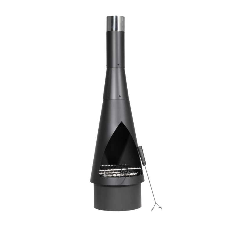Dellonda DG109 Outdoor Chiminea, Fireplace, Fire Pit, Heater, Durable, Black Steel