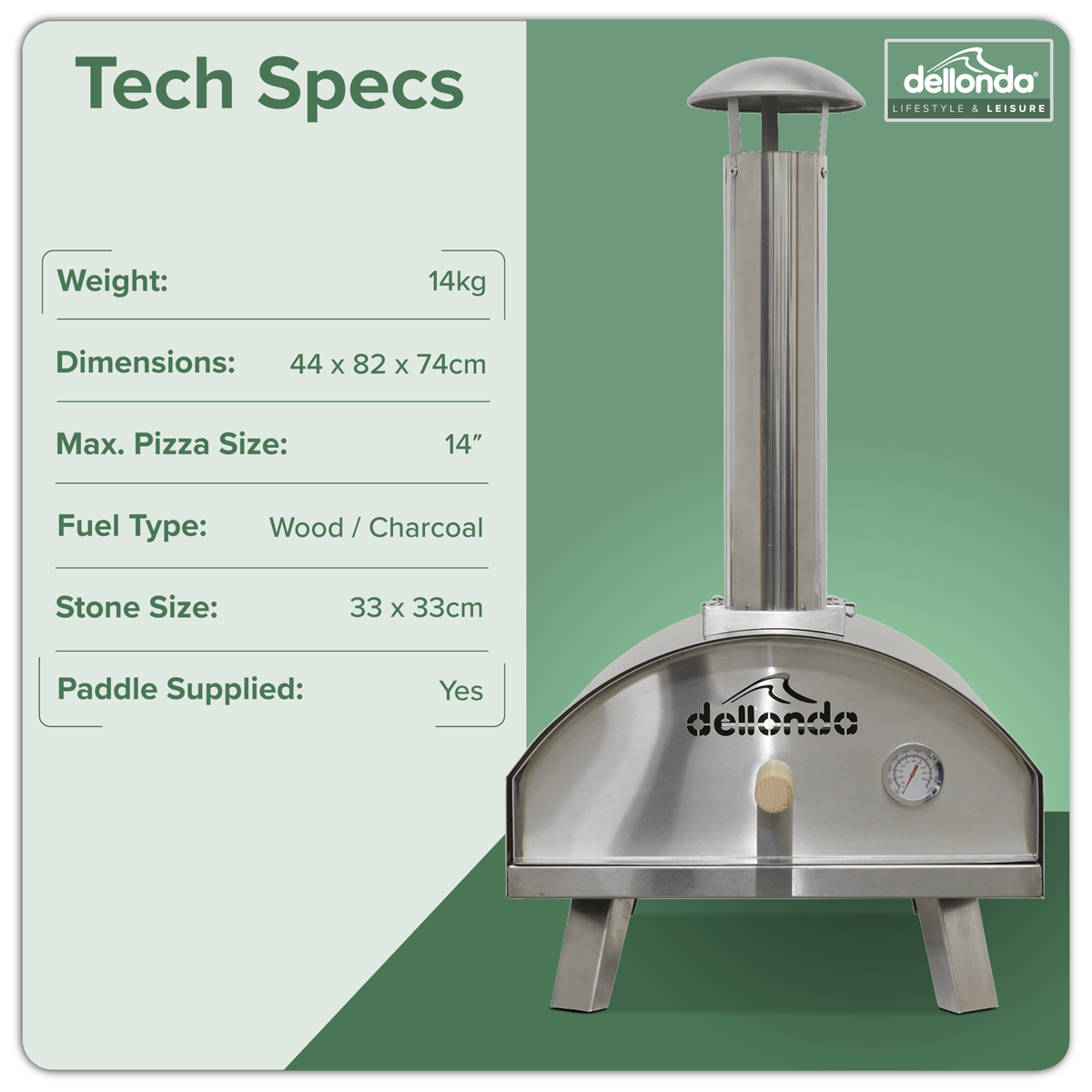 Dellonda DG11 Wood-Fired Pizza Oven 14" - Stainless Steel - additional view 20