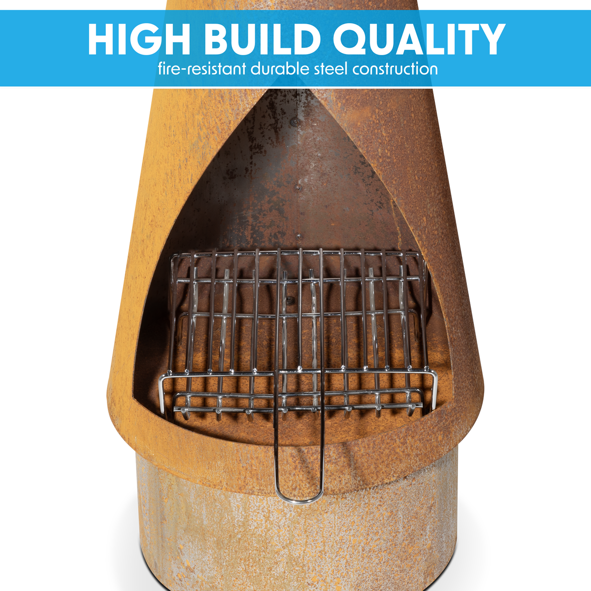 Dellonda DG110 Outdoor/Garden/Patio Conical Chiminea, Fireplace, Fire Pit, Heater, H127cm - Corten Steel - additional view 4